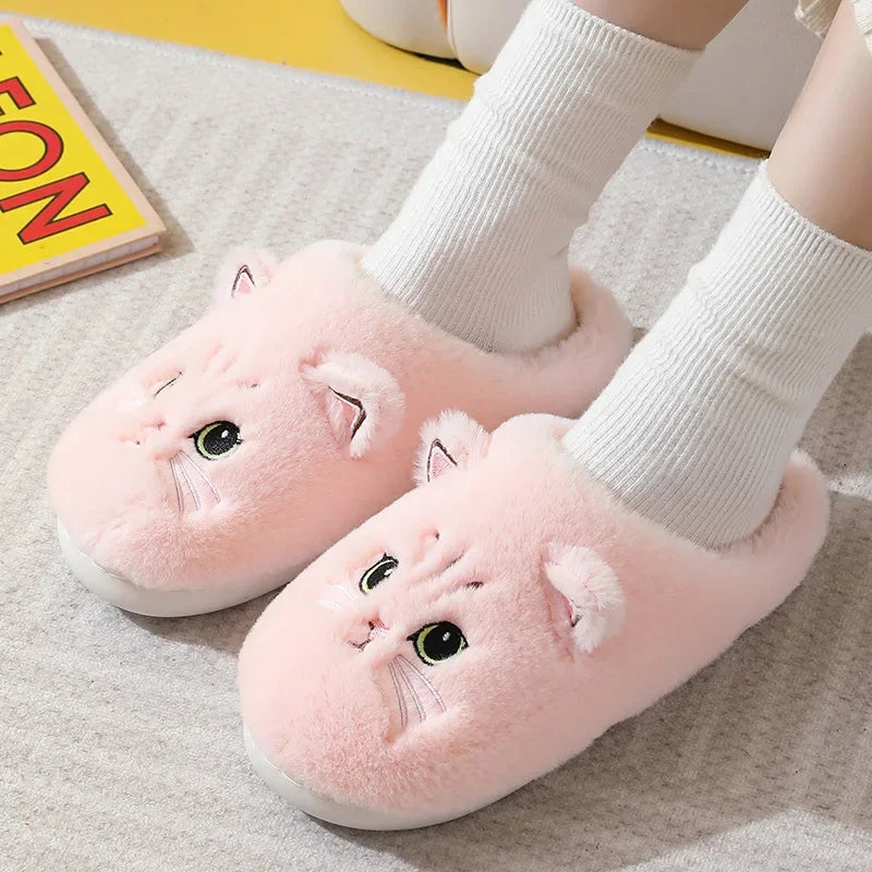 Cozy Cat Velvet Slippers