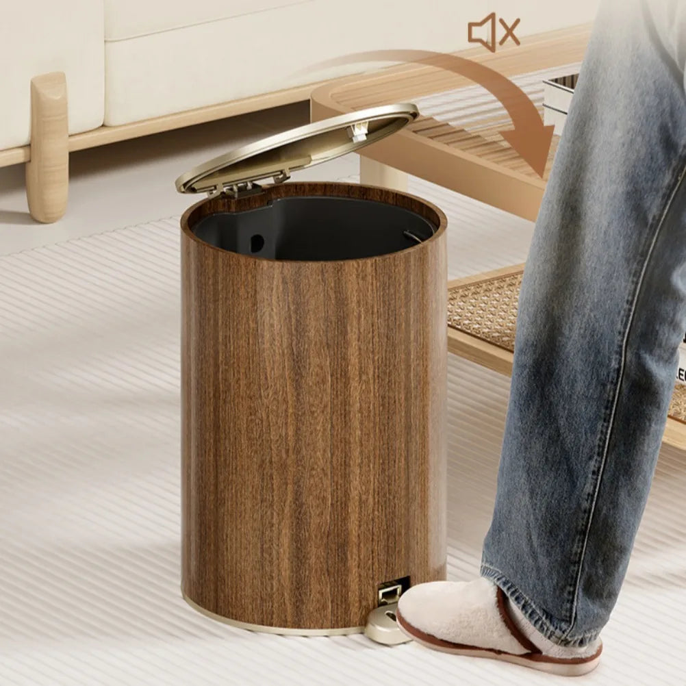 Wooden Grain Trash Can