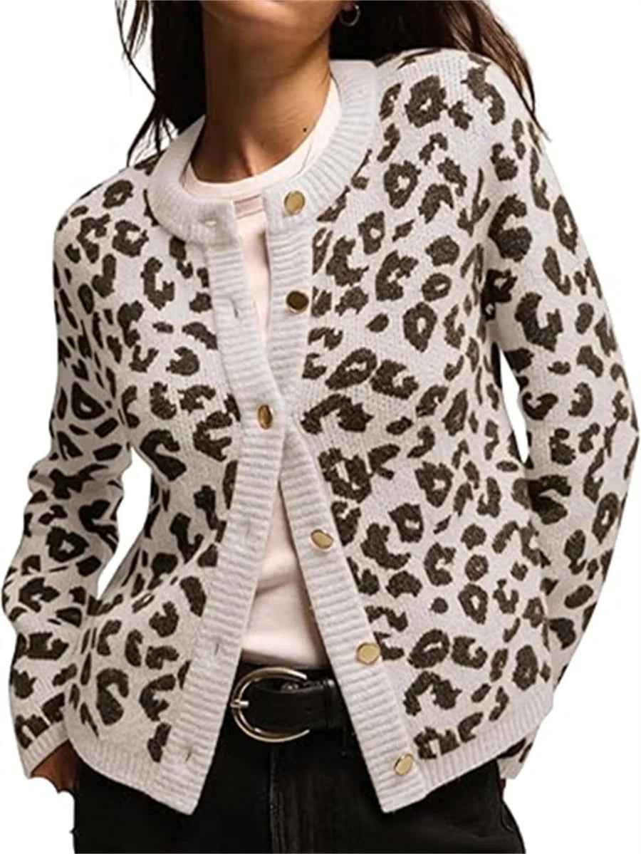 Leopard Loose Knitted Cardigan