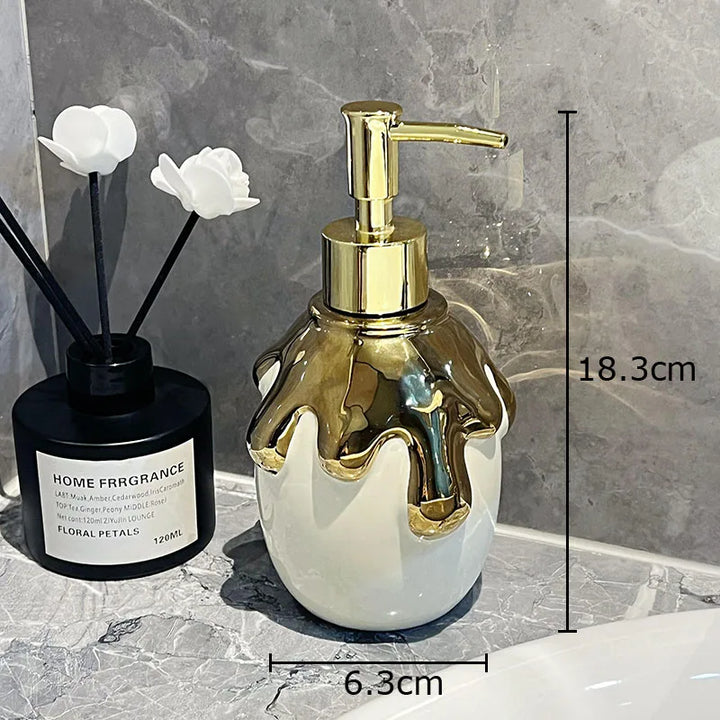 Gilded Ceramic Soap Dispenser