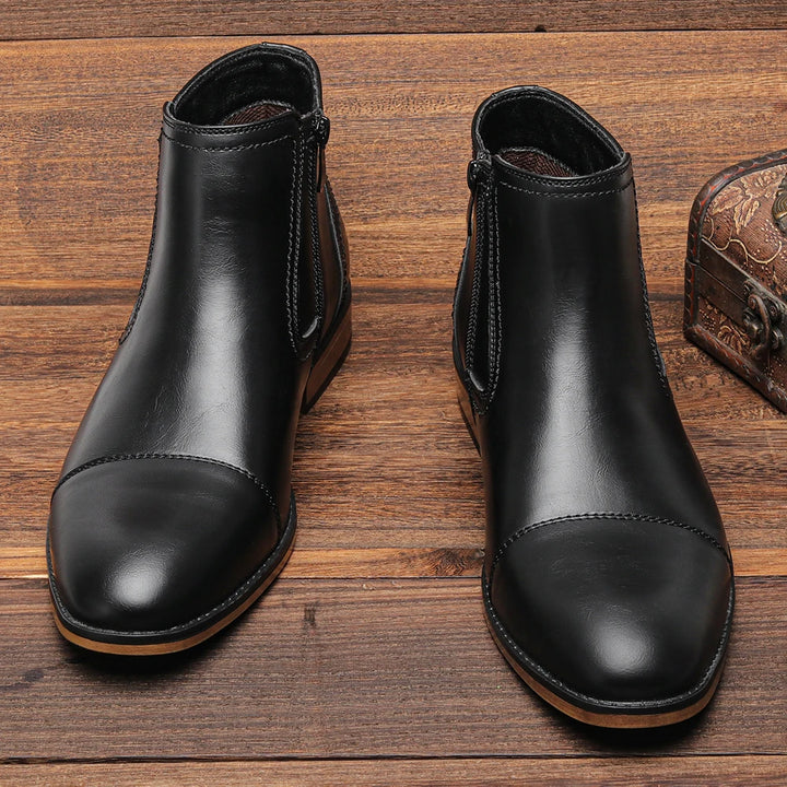 Italian Leather Zipper Boots