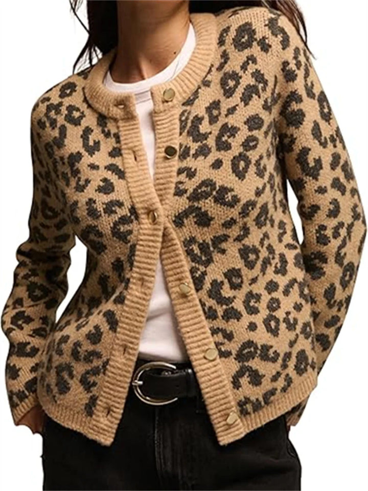 Leopard Loose Knitted Cardigan