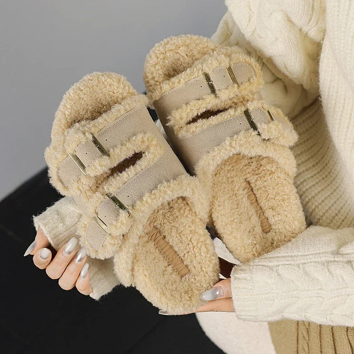 Luxe Wool Buckle Sandals