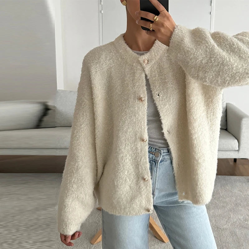 Relaxed Aran Knitted Cardigan