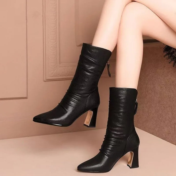 Italian Leather Heeled Boots