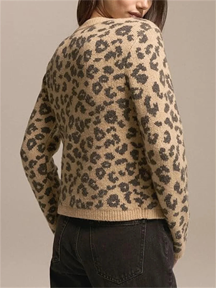 Leopard Loose Knitted Cardigan