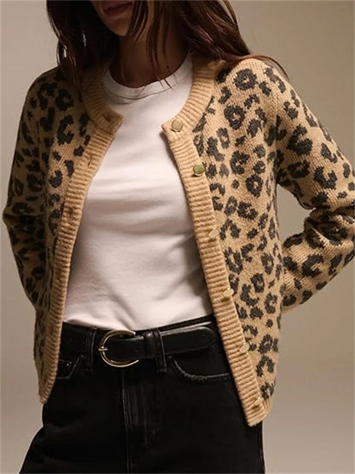 Leopard Loose Knitted Cardigan