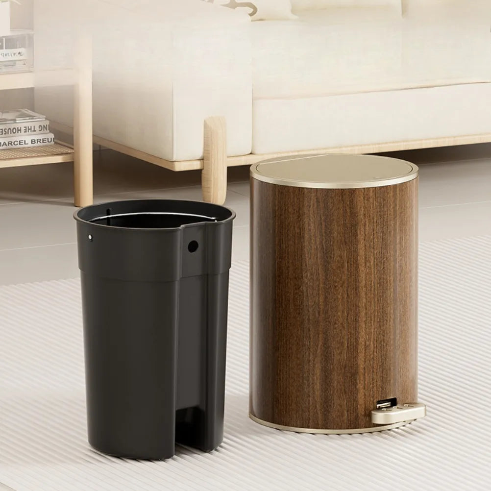 Wooden Grain Trash Can