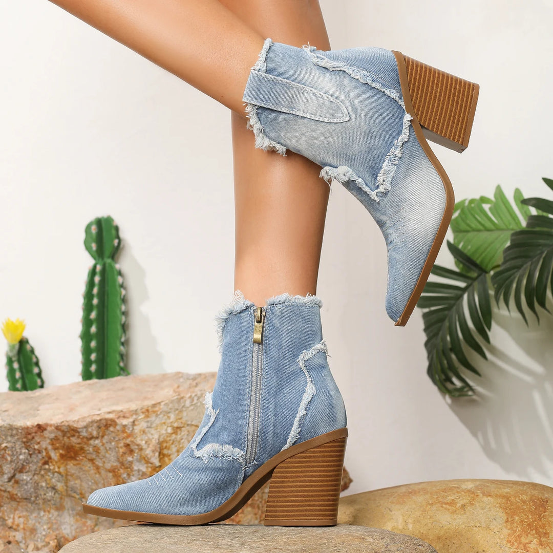 Shoals Denim High Heel Boots