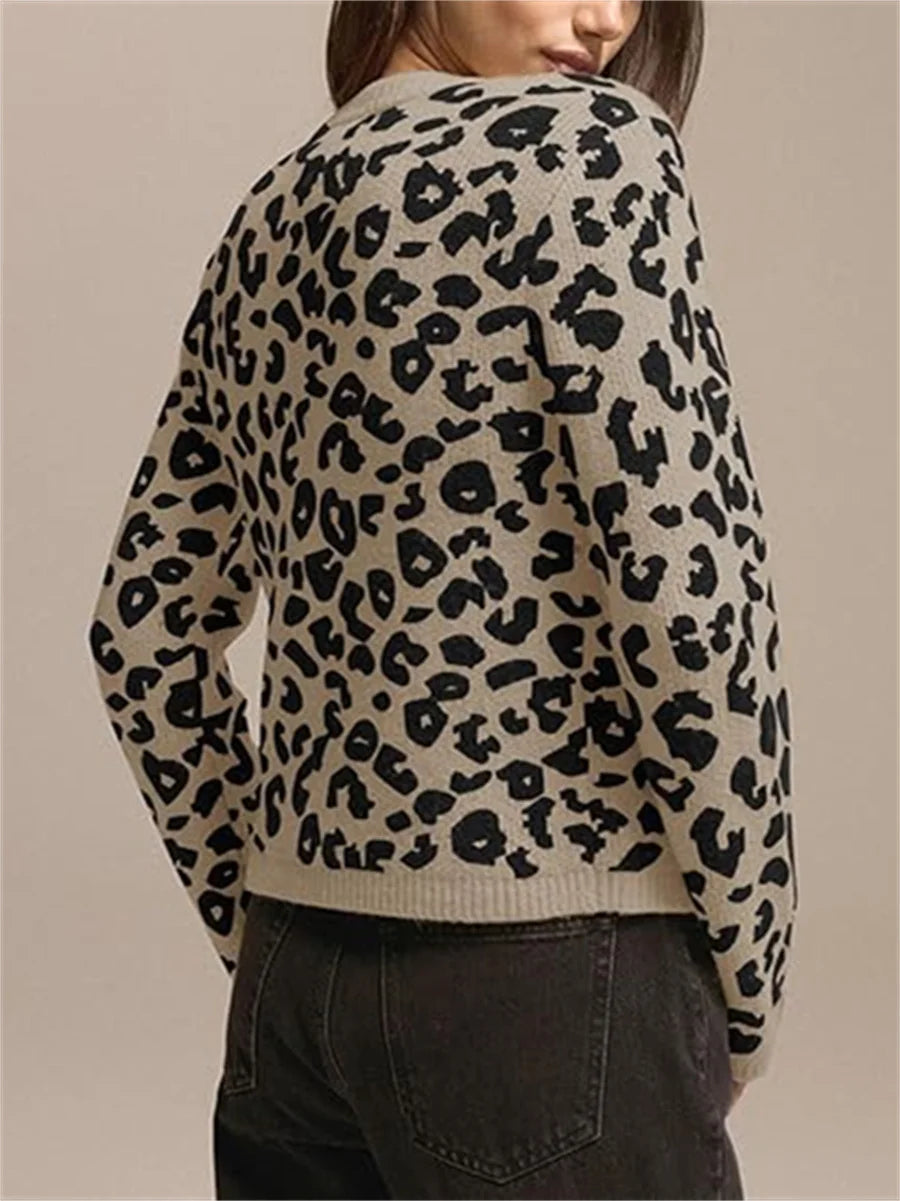 Leopard Loose Knitted Cardigan