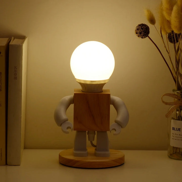 Wooden Robot Desk Lamp