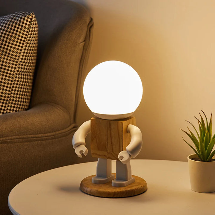 Wooden Robot Desk Lamp