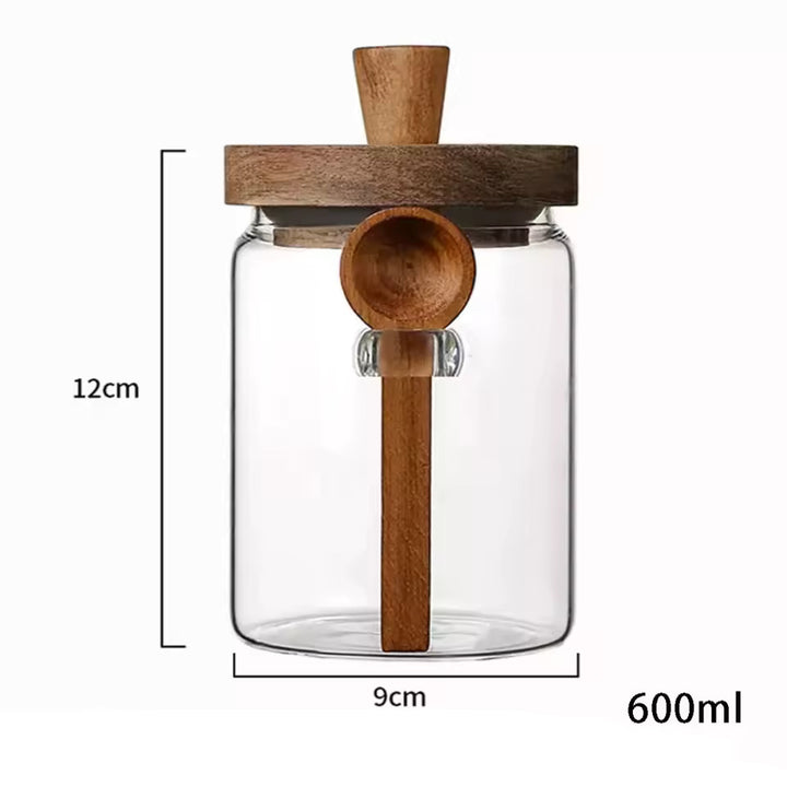 Wooden Spoon Glass Jar